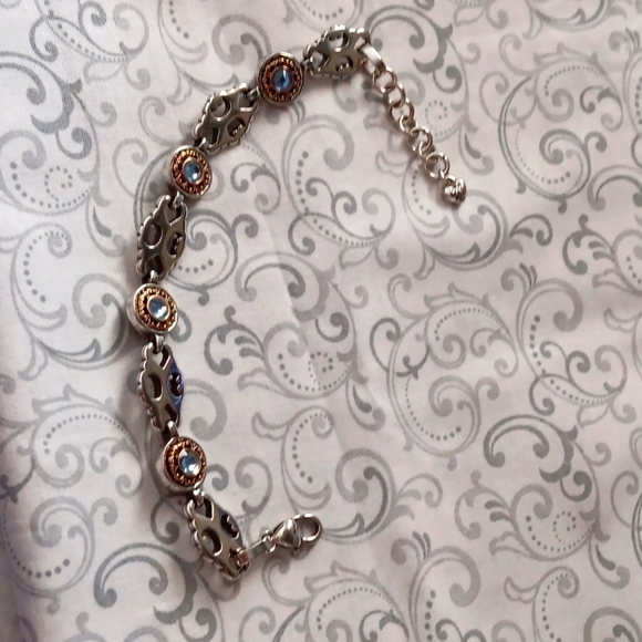 Brighton Gossamer Blue Crystal Gold Silver Plate Bracelet - Picture 5 of 6